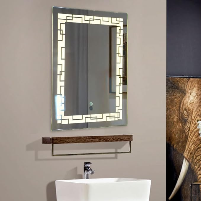 Luxart Ceramic LED Mirror – Rectangular LED Mirror for Bathroom - 18 x 24 Inch Mirror