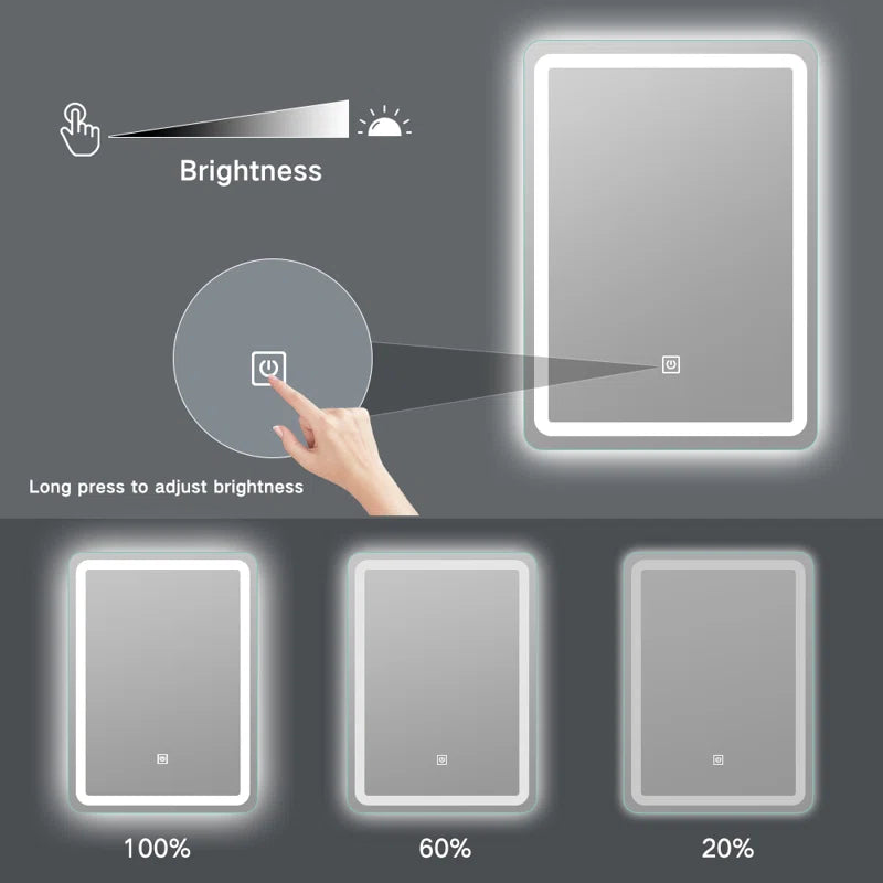 Luxart Ceramic - Battes Rectangle Dimmable Led Mirror With Touch Sensor For Bathroom