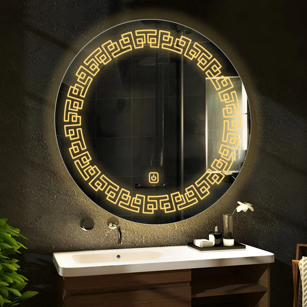 Luxart Ceramic - Infinity Edged Minimalistic Pattern LED Bathroom Wall Mirror for Bathroom