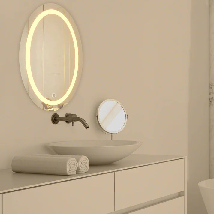 Luxart Ceramic LED Mirror – Beautiful Modern Designed Oval Shape Wall Mirror For bathroom