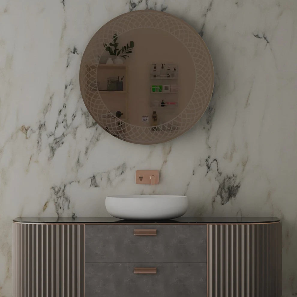 Luxart Ceramic-Modern Designed Round Shape Bathroom LED Mirror
